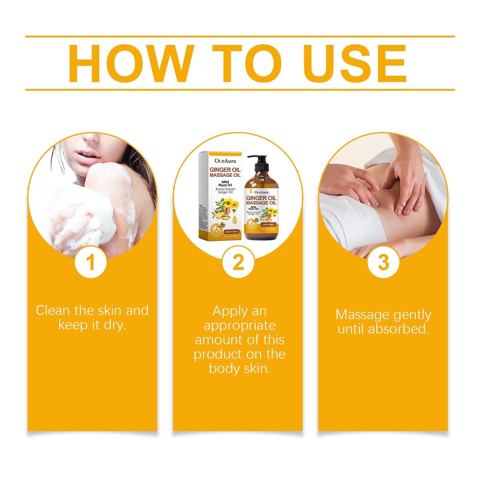 Ginger Massage Essential Oil, Ginger Care Essence Oil Body Massage Daily Care Firming Skin - Korvel