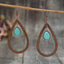Wooden Turquoise Cutout Teardrop Earrings - Korvel