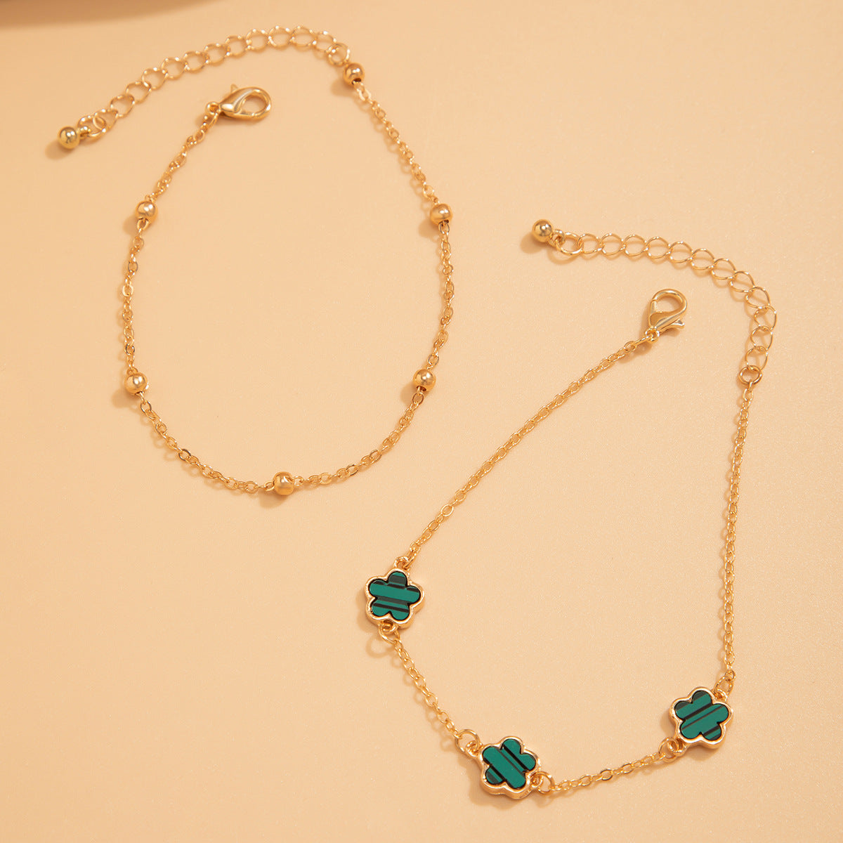 Double Layer Flower Petal Anklet - Elegant Foot Chain