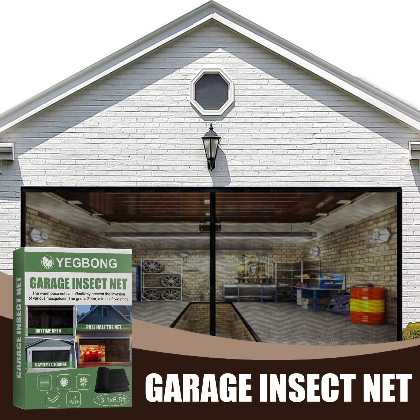 YEGBONG Garage Insect Net Velcro Seamless Retractable Portable Mosquito Net Garage Door Screen Easy Installation - Korvel