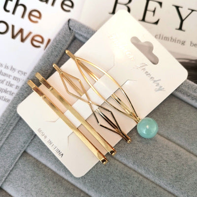 4PCS Colorful Bead Metal Hairpins for Women
