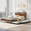 Cama de Plataforma de Metal Tamaño Queen con Trundle y Puertos USB - Negro