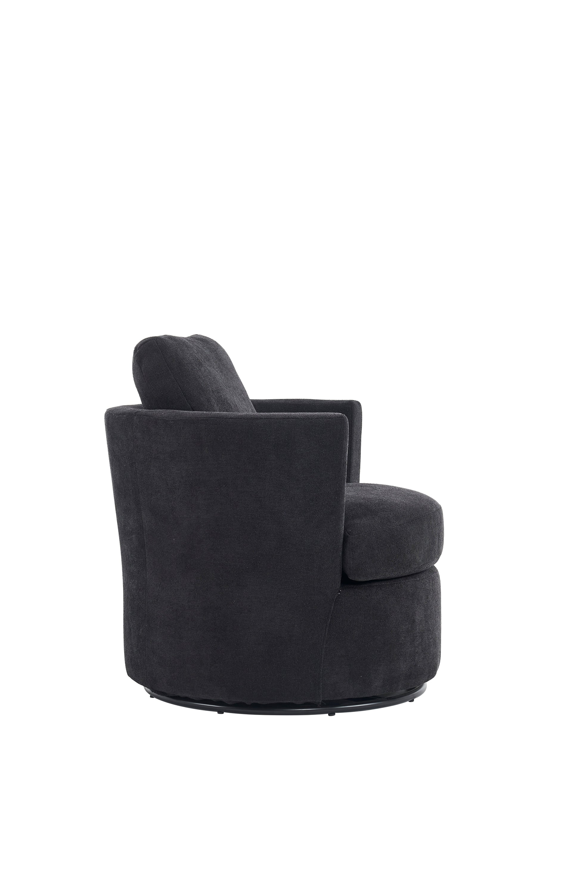 Rotating bucket chair living room comfortable circular sofa chair 360 degree rotating bucket chair armchair (black) - Korvel