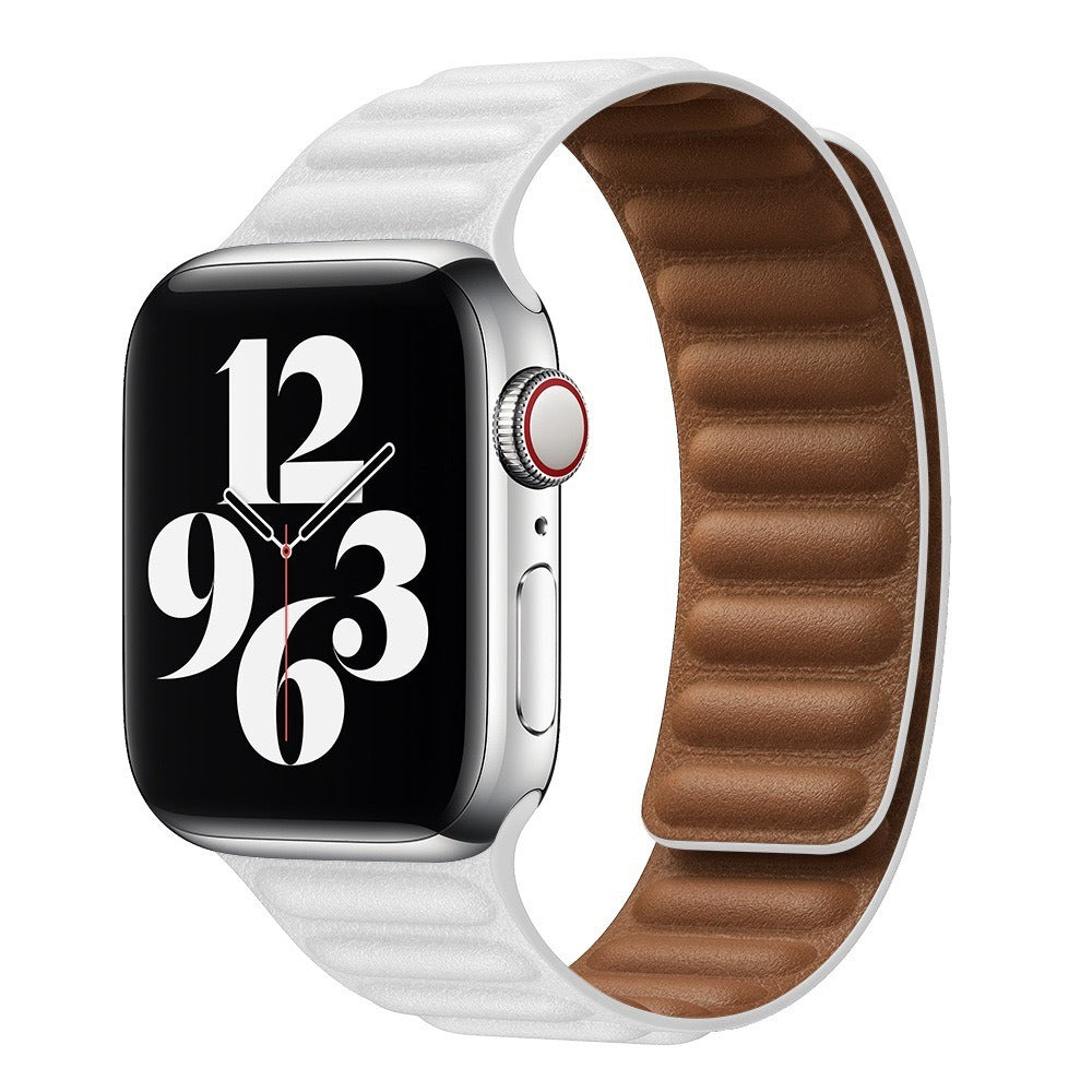 Suitable For iwatch8 Watchband S7 SE 6/5/43 Magnetic Suction New Leather Loopback Chain Apple Watch Wristband - Korvel