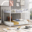 Full over Full Metal Bunk Bed, Low Bunk Bed with Ladder White - Korvel
