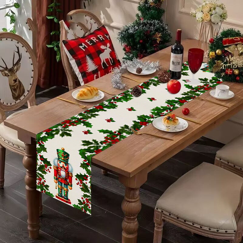 Christmas linen table flag walnut clip printed tablecloth holiday table decoration tablecloth tea flag pad - Korvel