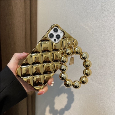 Luxury Diamond Plating Round Beads Hanging Chain Soft Phone Case For iphone 14 13 11 12 Pro Max 7 8 Plus X XR XS SE 2020 Cover - Korvel