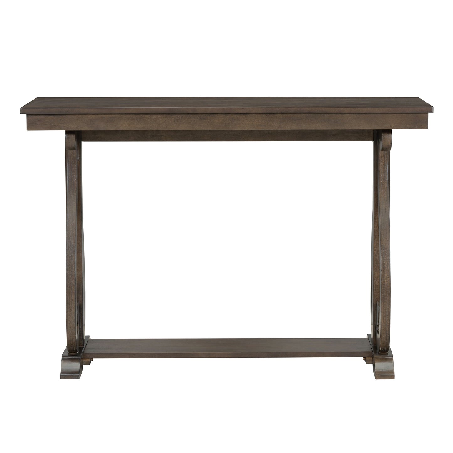 48-Inch Rustic Vintage Console Table --- Farmhouse Style Entryway Table with Open Shelf and Sturdy Construction (Walnut) - Korvel