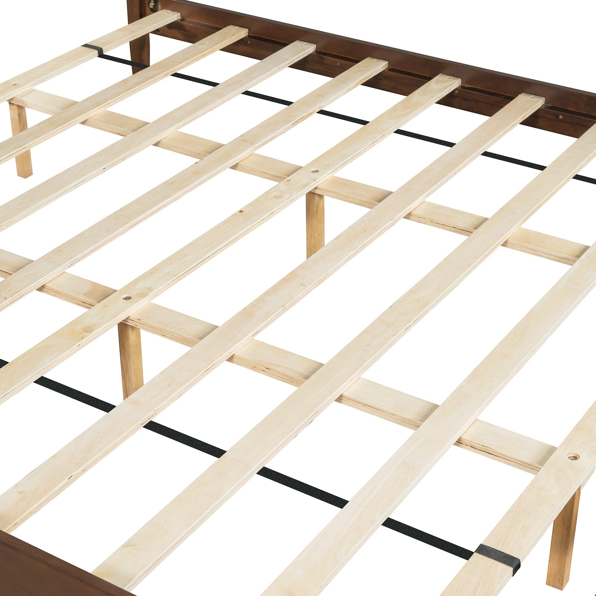 Mid-Century Modern Platform Bed Wood Slat Support with No Box Spring Needed,King Walnut - Korvel