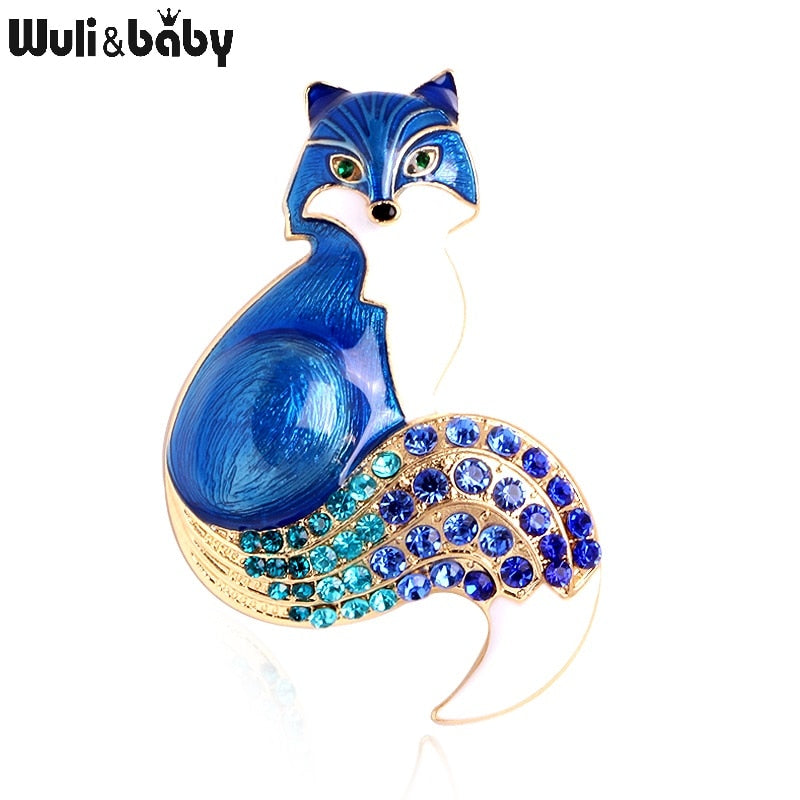 Wuli&baby Rhinestone Enamel Fox Brooches For Women Animal Party Causal Brooch Pins Gifts - Korvel