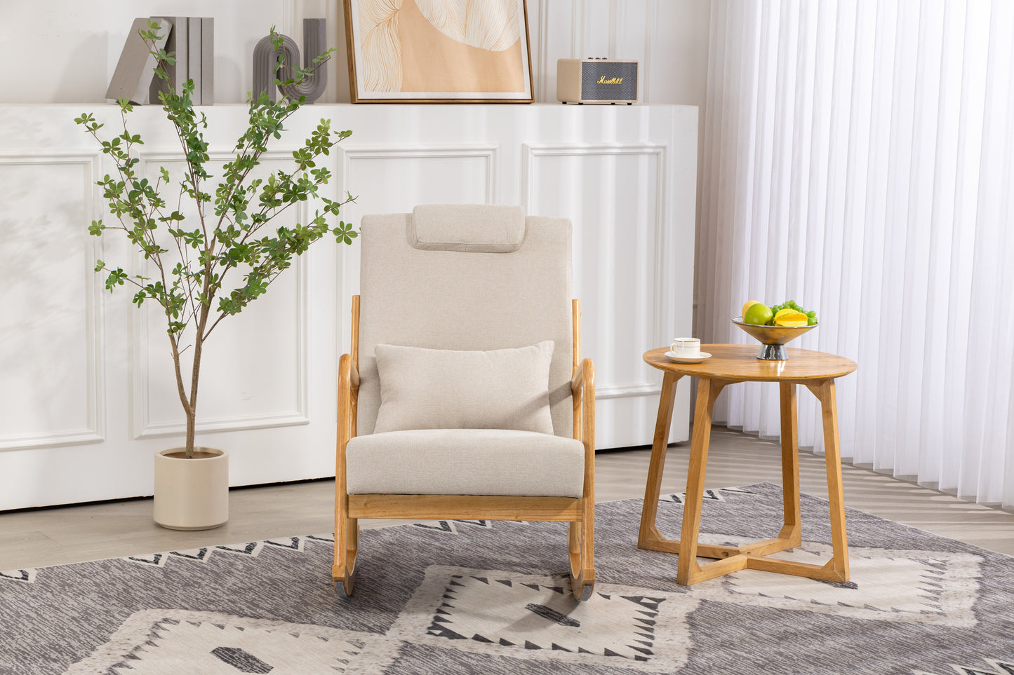 Chaise Berçante Rembourrée Classique avec Coussin Lombaire