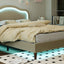 Full Size Velvet Upholstered Smart LED Bed Frame with Adjustable Height Headboard,No Box Spring Needed,Easy Assembly,Beige - Korvel