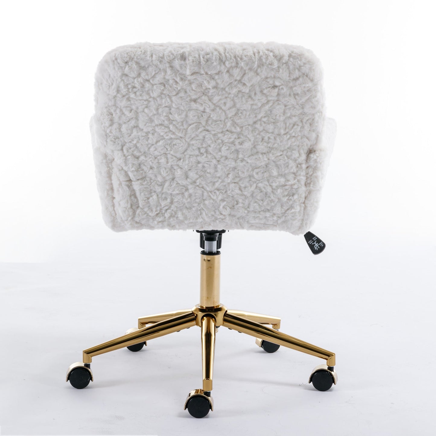 Chaise de bureau ajustable beige avec base en métal doré