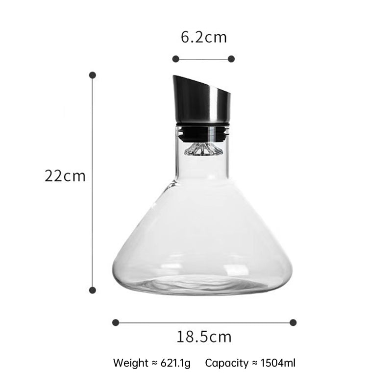 1500ML Hand - blown Crystal Wine Decanter with Built - in Aerator Pourer, ideal for red wine. - Korvel