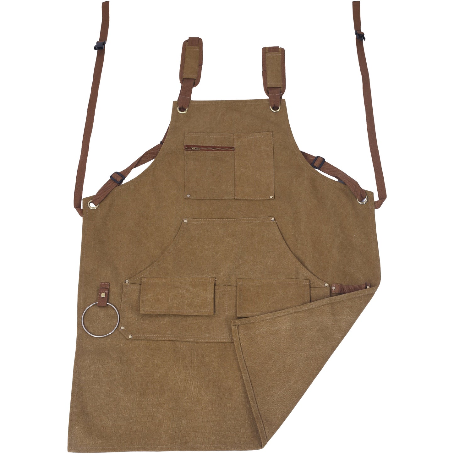 Long heavy-duty canvas tool apron, carpenter apron, carpenter 16 ounces, fully adjustable, no need for waxing - Korvel