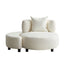 Fauteuil en tissu teddy beige moderne avec pouf