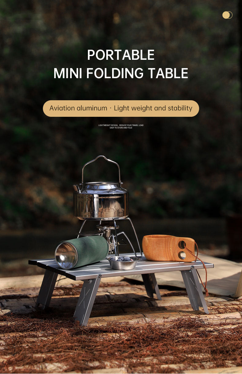 Black Lightweight Portable Folding Ultralight Roll Up Mini Aluminum Picnic Camping Table Foldable For Outdoor Hiking - Korvel