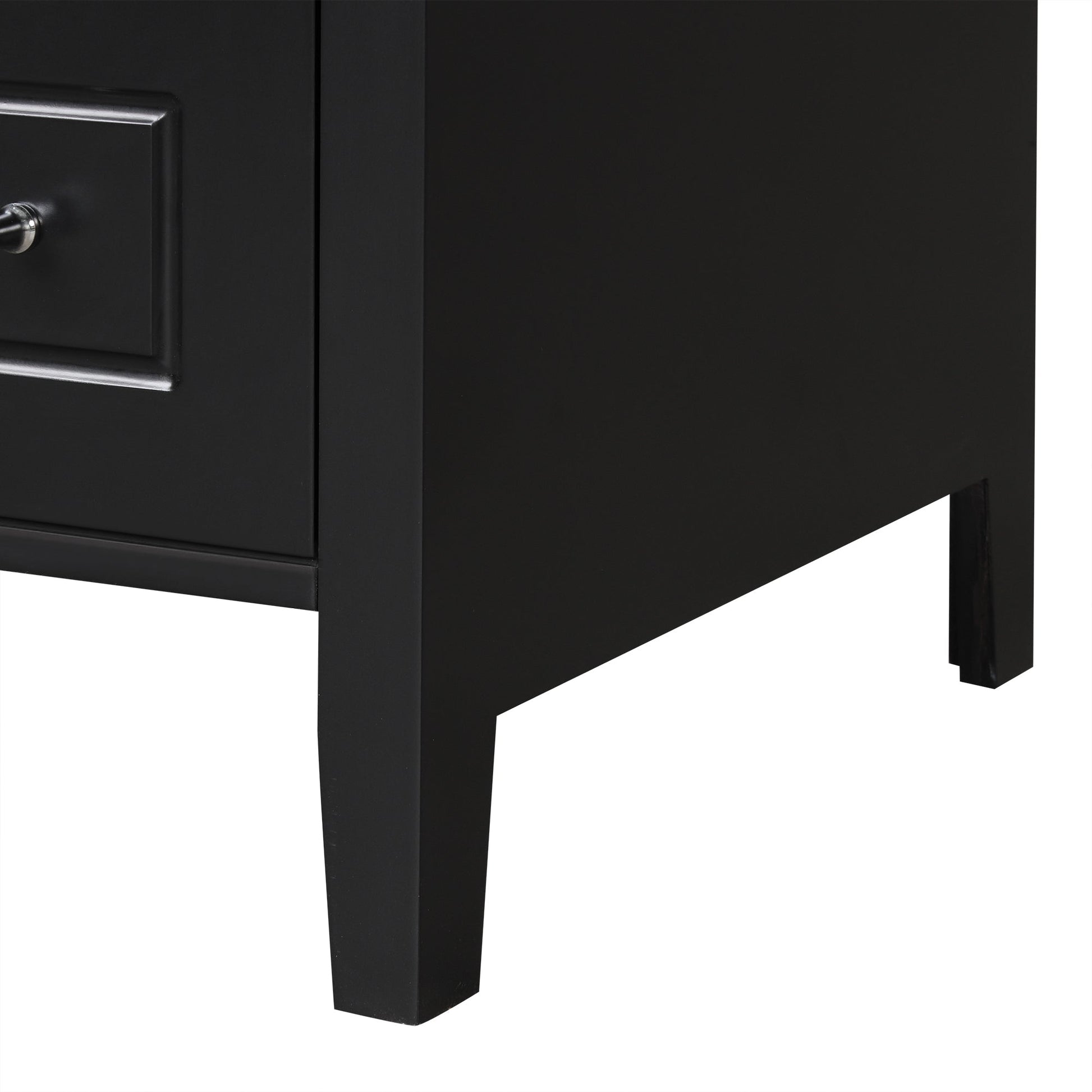 30" Bathroom Vanity with Sink, Bathroom Vanity Cabinet with Two Drawers and Door, Adjustable Shelf, Solid Wood and MDF, Black - Korvel