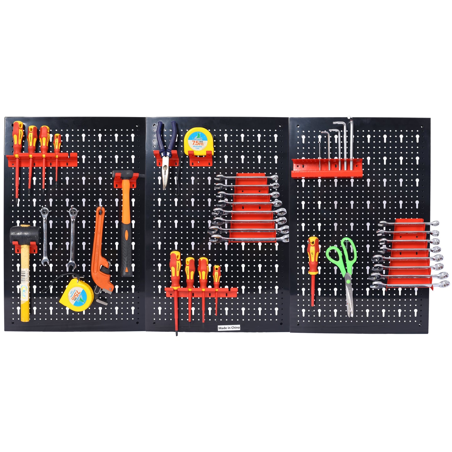 4-foot metal garage nail board tool rack with 3 nail board wall mounted tools for storing nail boards, black - Korvel