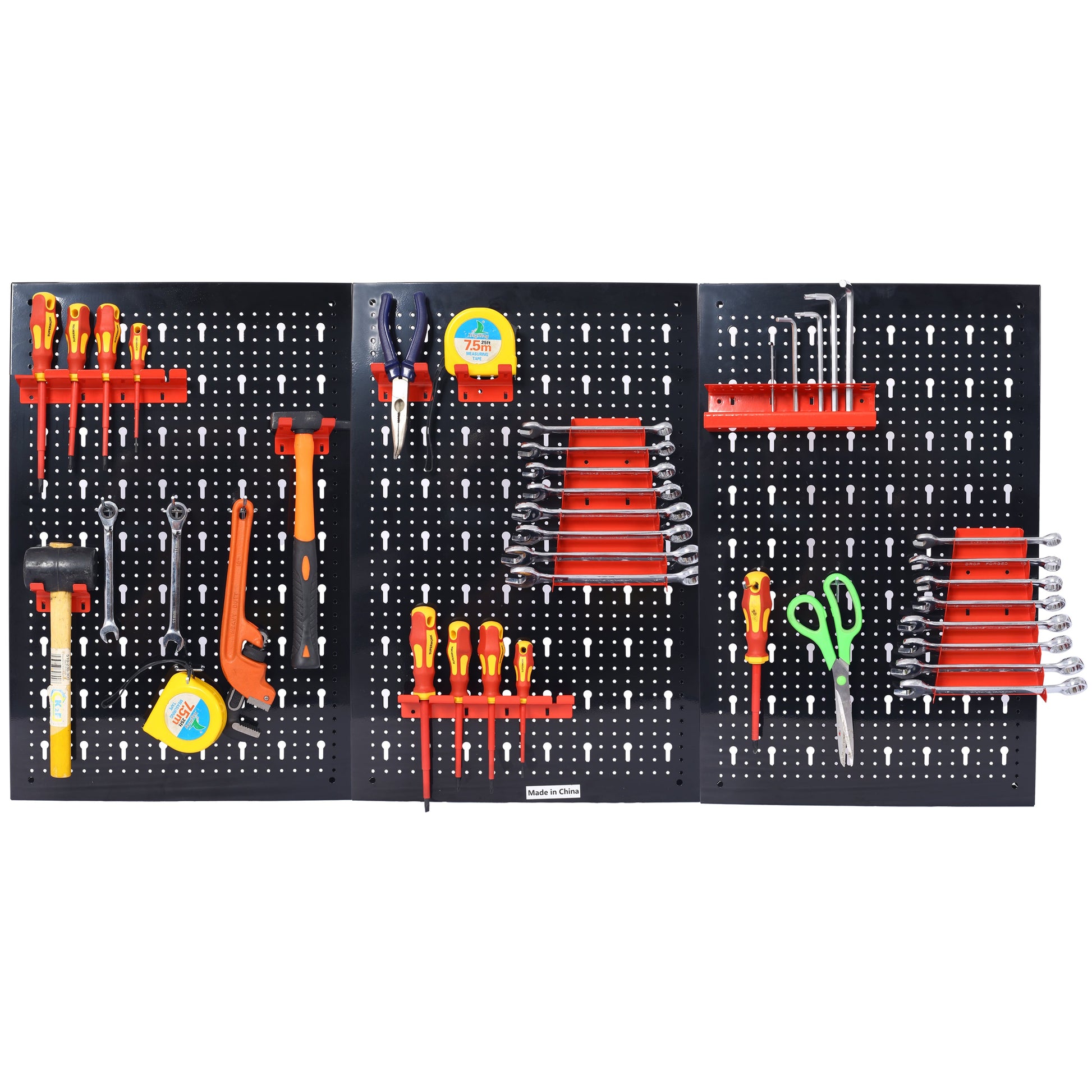 4-foot metal garage nail board tool rack with 3 nail board wall mounted tools for storing nail boards, black - Korvel