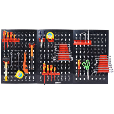 4-foot metal garage nail board tool rack with 3 nail board wall mounted tools for storing nail boards, black - Korvel