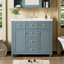 36 "bathroom makeup cabinet with resin sink combination and 2 drawers, with soft closing door, blue color - Korvel