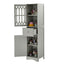 Tall Bathroom Cabinet, Freestanding Storage Cabinet with Drawer and Doors, MDF Board, Acrylic Door, Adjustable Shelf, Grey - Korvel