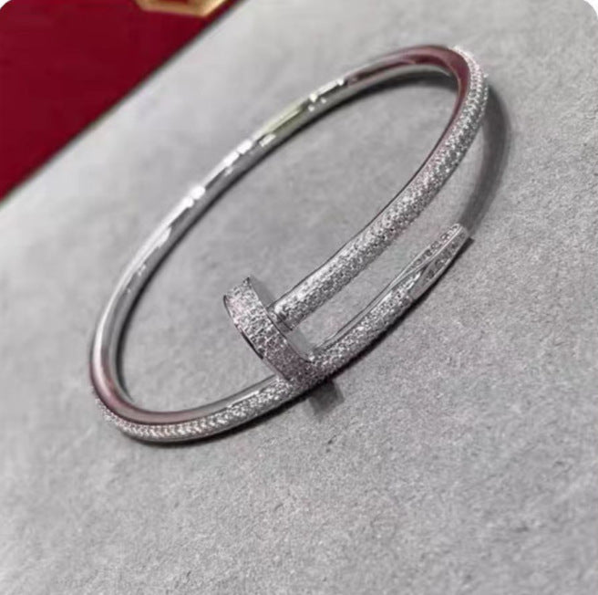 Precision Thick Plating Head and Tail Diamond Fashion Three-Circle Full Diamond Couple Bracelet - Korvel