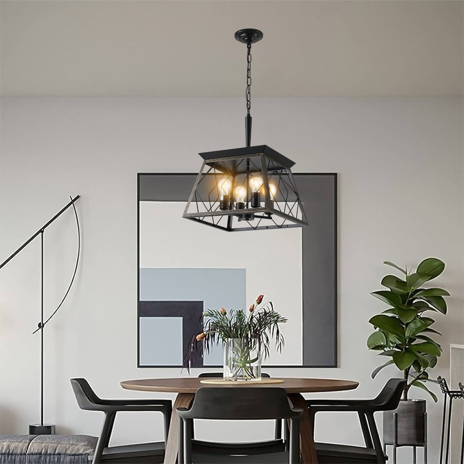 Farmhouse Chandelier  4-Light Vintage Antique Chandeliers Light Fixture For Kitchen Dining Room Living Room(No Bulbs) - Korvel