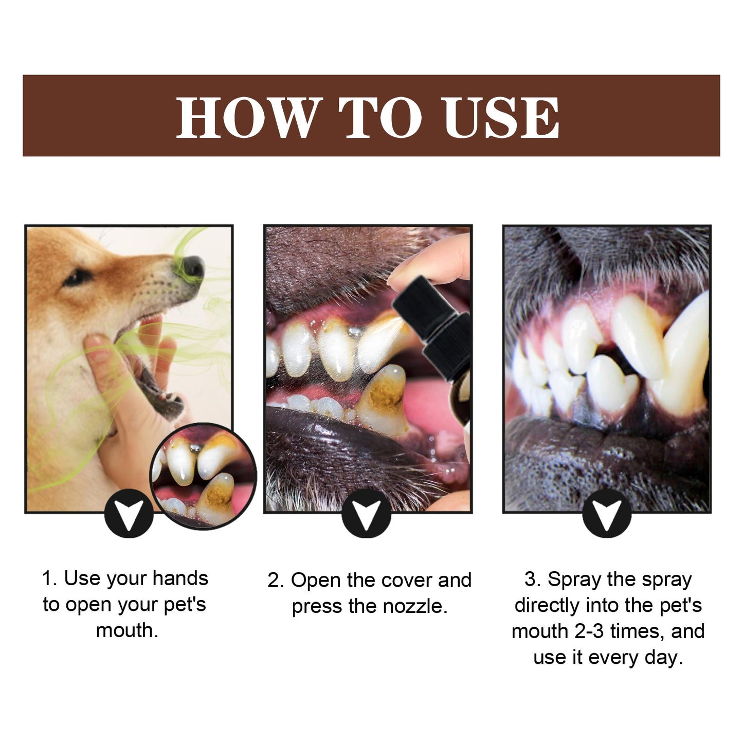 Pet Tooth Cleaning Spray, Cats And Dogs Removal Tartar Stains Bad Breath Oral Cleaning Spray - Korvel