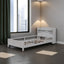 Wood Twin Size Platform Bed with Built-in LED Light  Storage Headboard and Guardrail Antique Grey - Korvel