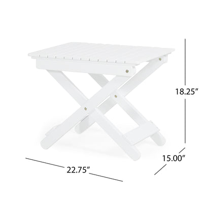 Elegant Outdoor Folding Wooden Side Table - White