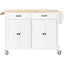 Kitchen Island Cart with Solid Wood Top and Locking Wheels 54.3 Inch Width  (White) - Korvel