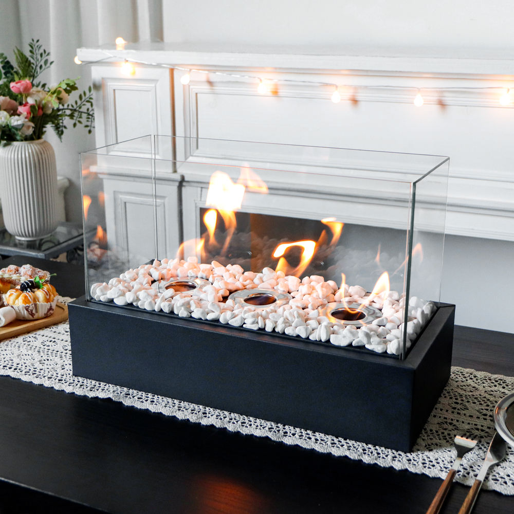Rectangular three hole alcohol fireplace desktop home real fire heating alcohol lamp outdoor portable stove - Korvel