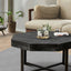 Wooden octagonal retro patchwork craft 30 inch wooden tabletop cross metal leg coffee table (Antique Black) - Korvel