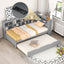 Wooden Twin Size DayBed with Twin Size Trundle, DayBed with Storage Shelf and USB Charging Ports,Grey - Korvel