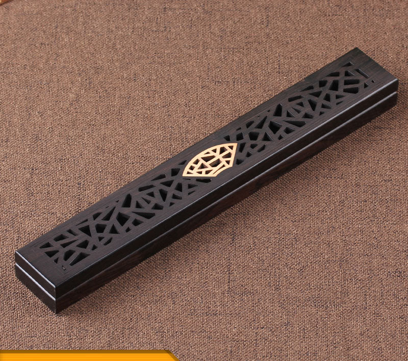 Wooden thread incense box, black sandalwood inlaid with boxwood, sleeping incense burner, incense burner, household indoor agarw - Korvel