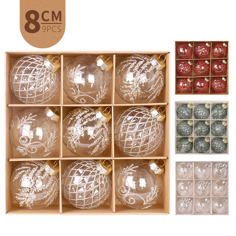 Ensemble d'Ornements de Noël Élégants de 8 cm - 9 Pièces