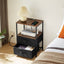 Tea table with charging station, bedside table with USB port, socket and cloth bag, 2 drawers - Korvel