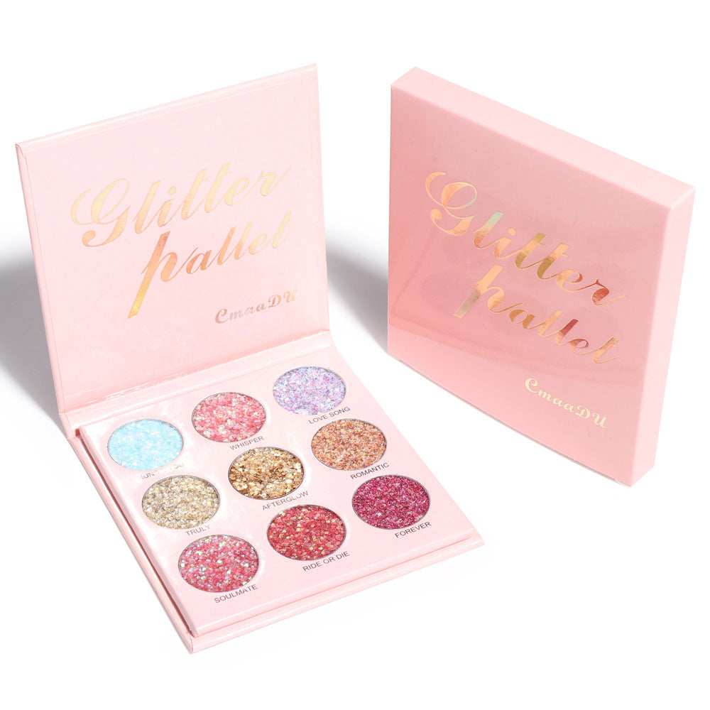 CmaaDu 9 Shades of Glitter Eyeshadow Makeup Matte and Metallic Glitter Glitter Powder - Korvel