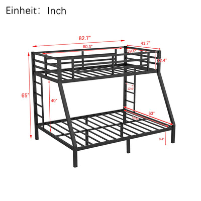 Metal Twin XL over Queen Bunk Bed - Space-Saving Design
