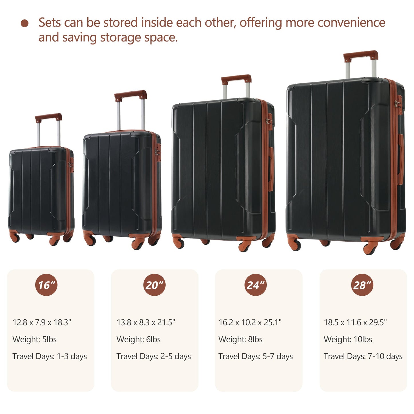 Premium 6-Piece Expandable Hard Shell Luggage Set