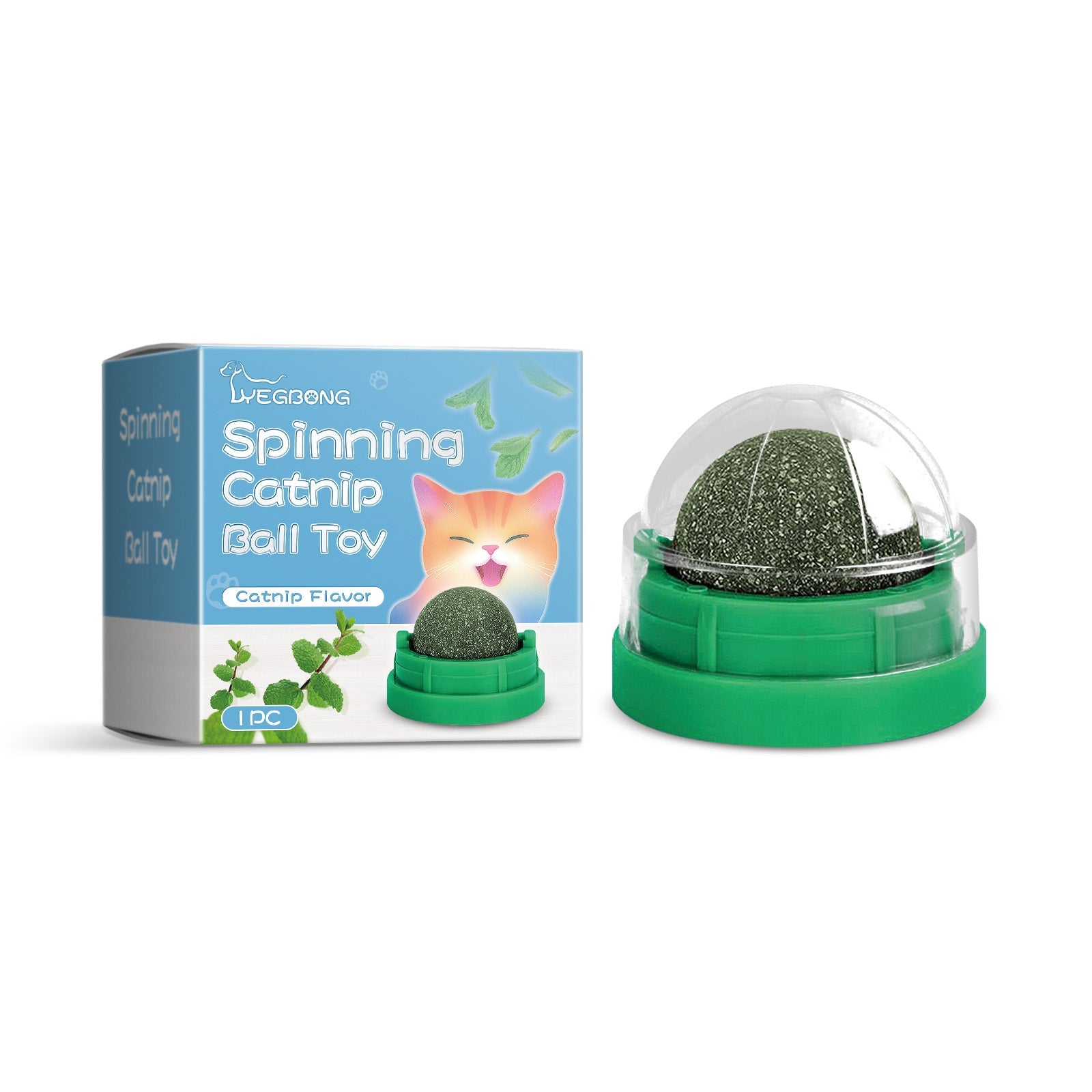 Mint-Flavored Rotating Cat Ball Toy Chew Toy Tooth Cleaning Care Rotating Mint Ball - Korvel