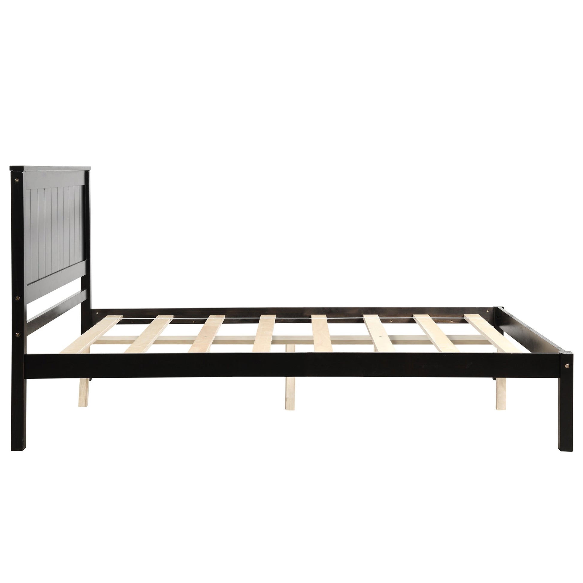 Platform Bed Frame with Headboard, Wood Slat Support, No Box Spring Needed  Full Espresso - Korvel