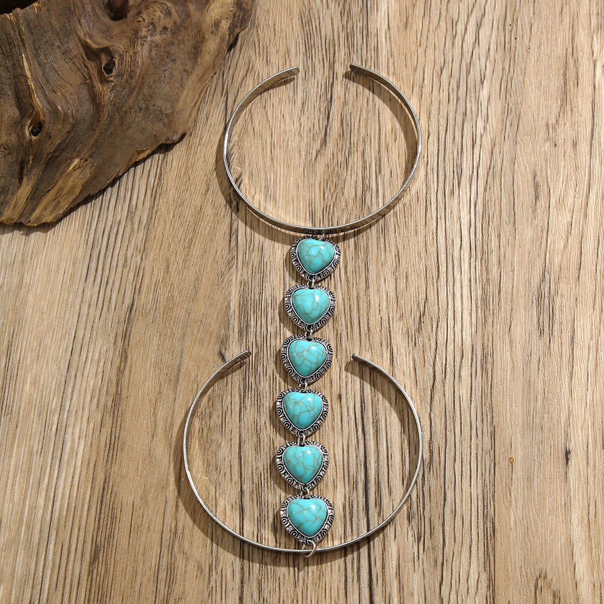 Bohemian style geometric metal arm ring Leg Chain minimalist imitation turquoise arm chain - Korvel