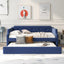 Upholstered Daybed with Trundle, Wood Slat Support,Upholstered Frame Sofa Bed Twin Blue - Korvel