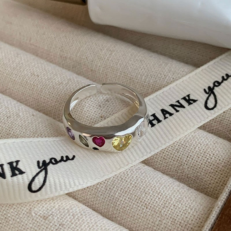 Anillo de Diamante de Circonita de Color Dopamina Love para Mujeres