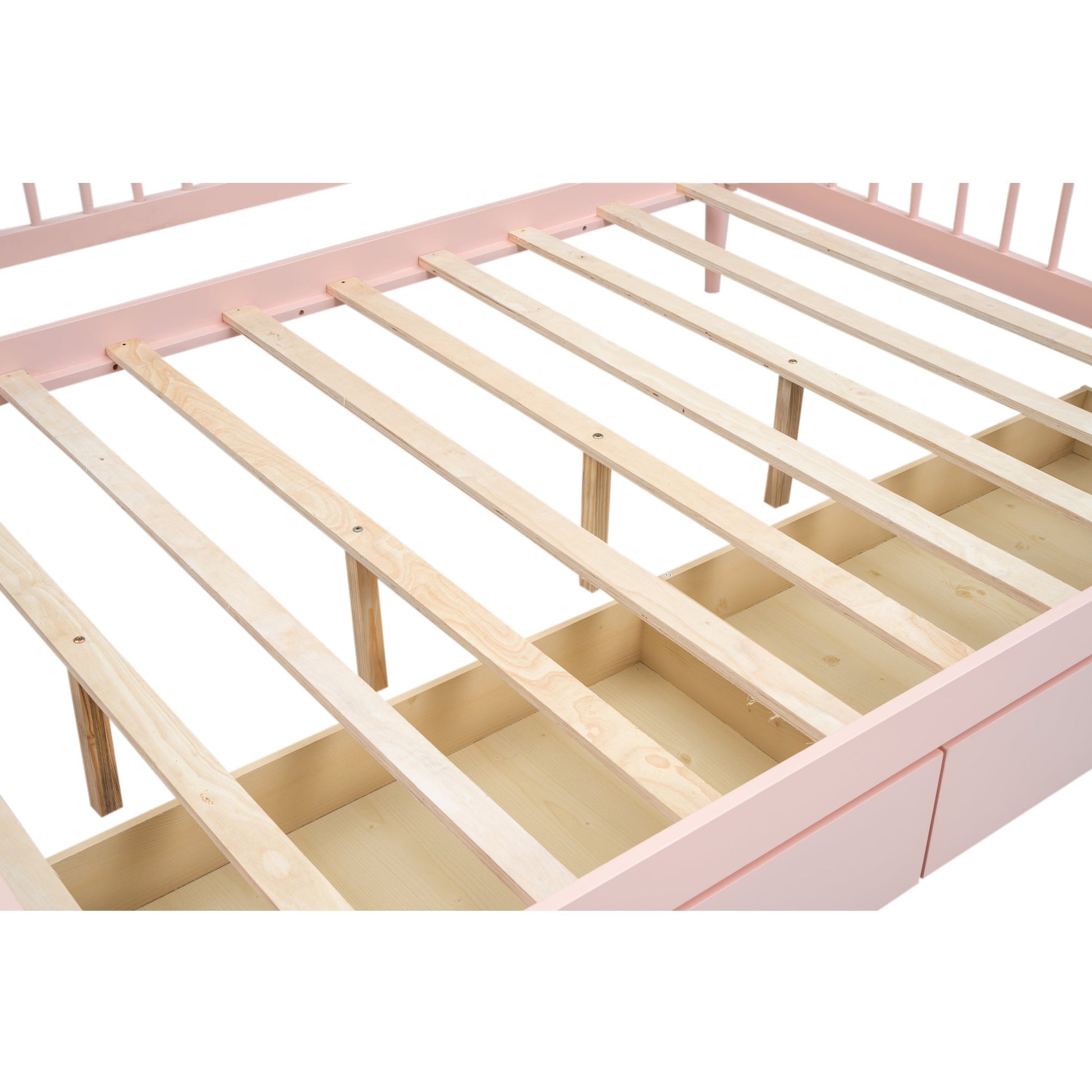 Full Size Daybed with Two Storage Drawers and Support Legs Pink - Korvel