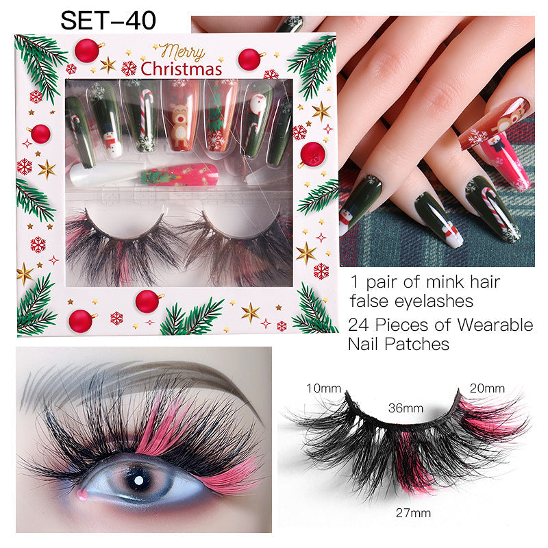 Christmas Nail Enhancement Eyelash Tool Set False Eyelash Decoration Color Mink Hair Beauty Tool - Korvel