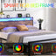 Full size bedstead with storage headboard and 2 drawers, LED light bed with charging station, metal Flat noodles support - Korvel